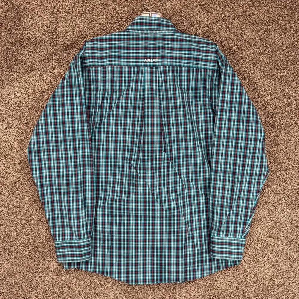 Ariat Pro Series Shirt Mens M Blue Plaid Armpit Vents‎ Western Cowboy Rodeo